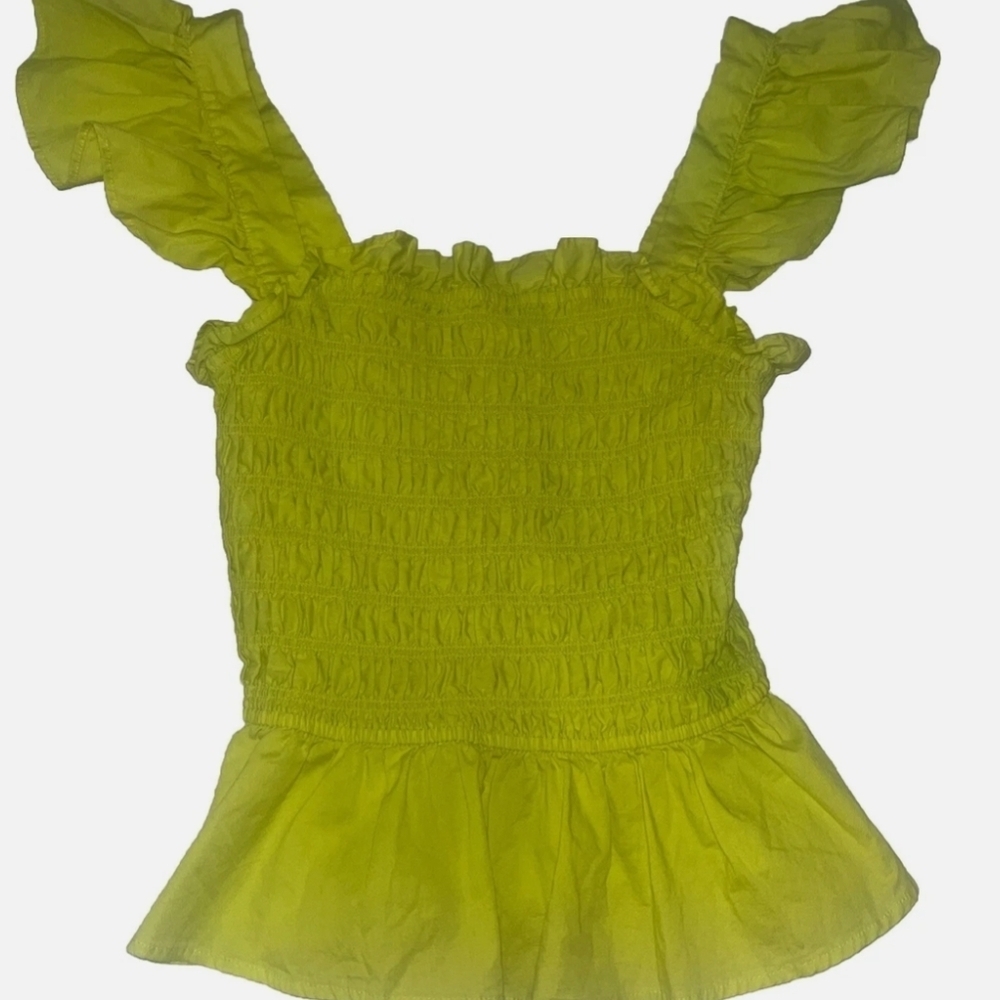 Meraki Neon Yellow Ruffle Sleeve Top - Picture 4 of 12